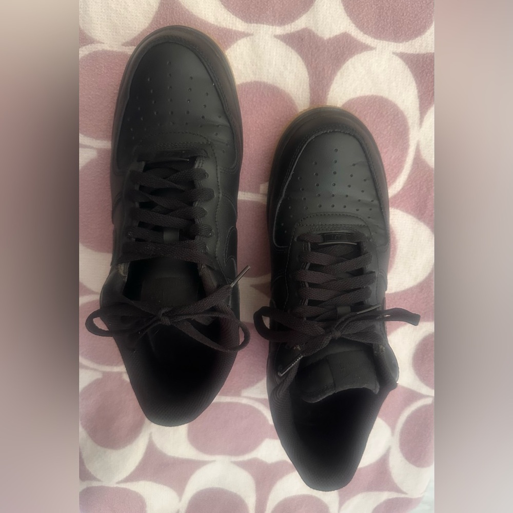 Nike Black and Gum Sole Air Force One Sneakers - Picture 4 of 10
